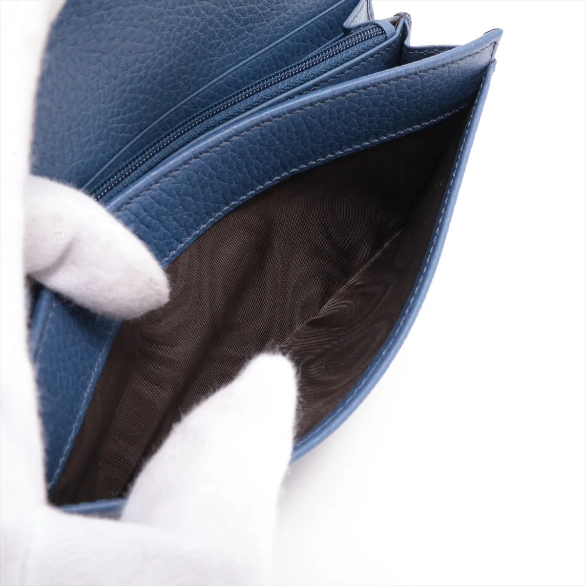 Interlocking G 615524 Leather Long Wallet, Blue, with G stamp. — view 8