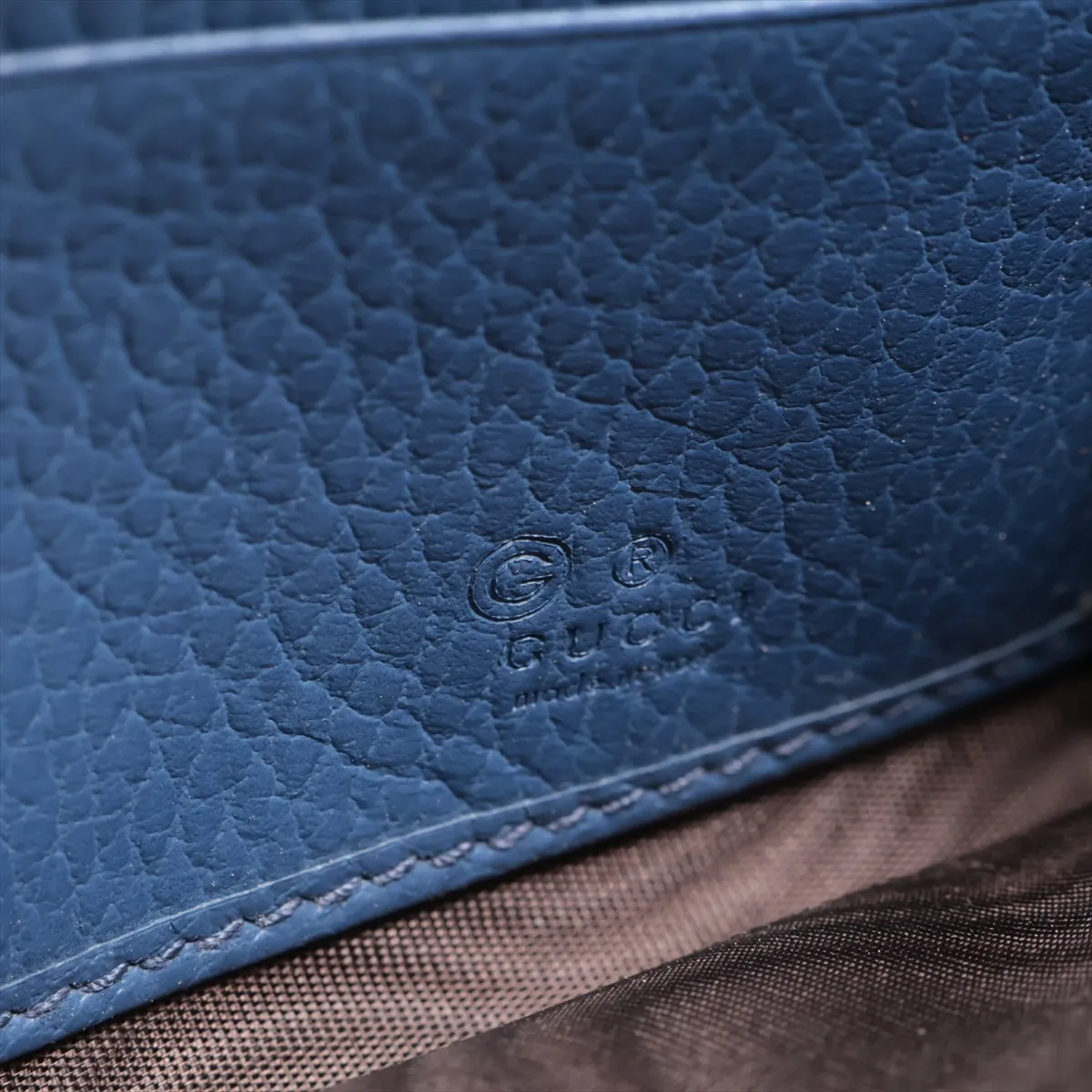Interlocking G 615524 Leather Long Wallet, Blue, with G stamp. — view 10
