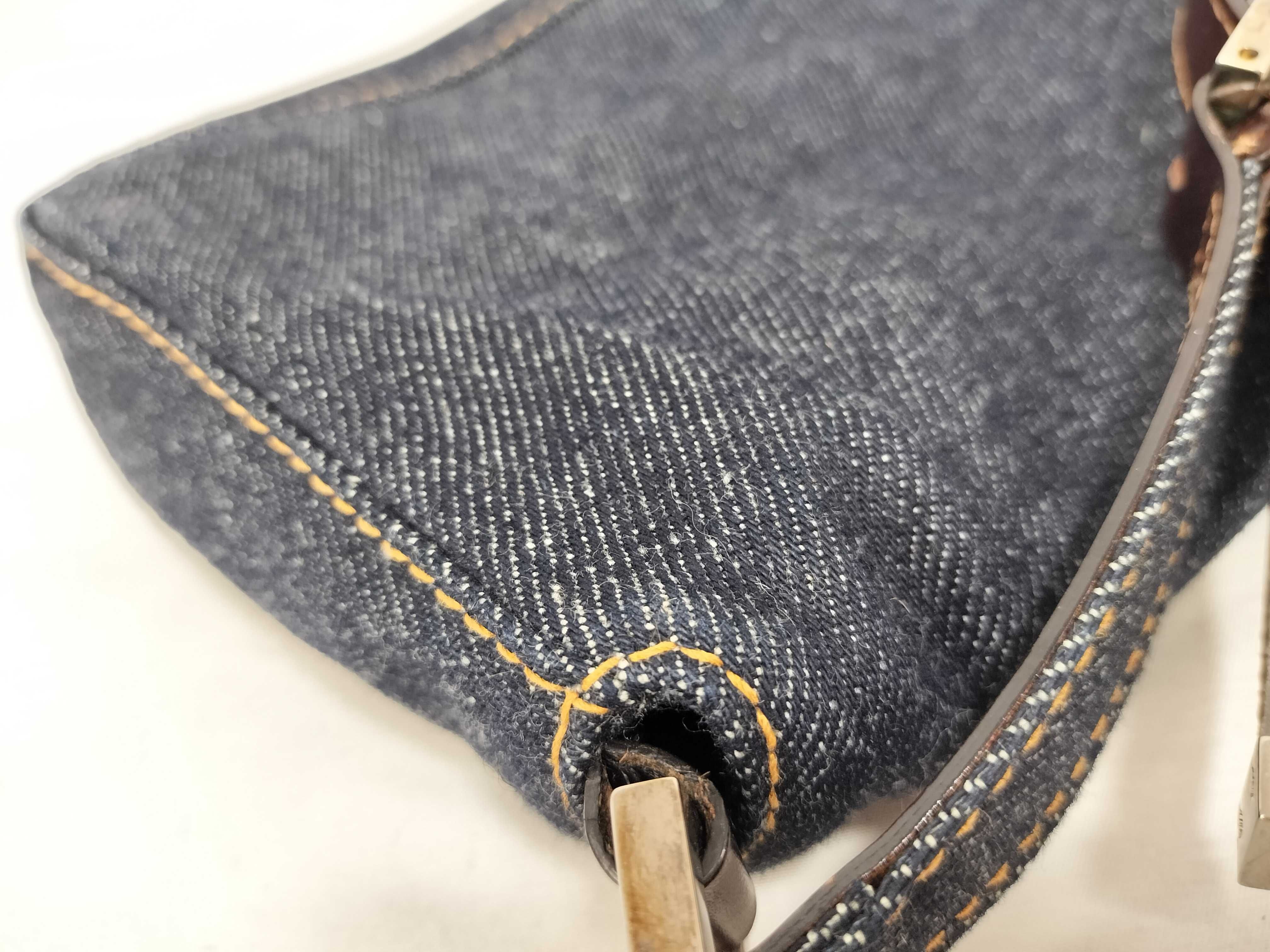 denim one-shoulder bag, navy. — view 15