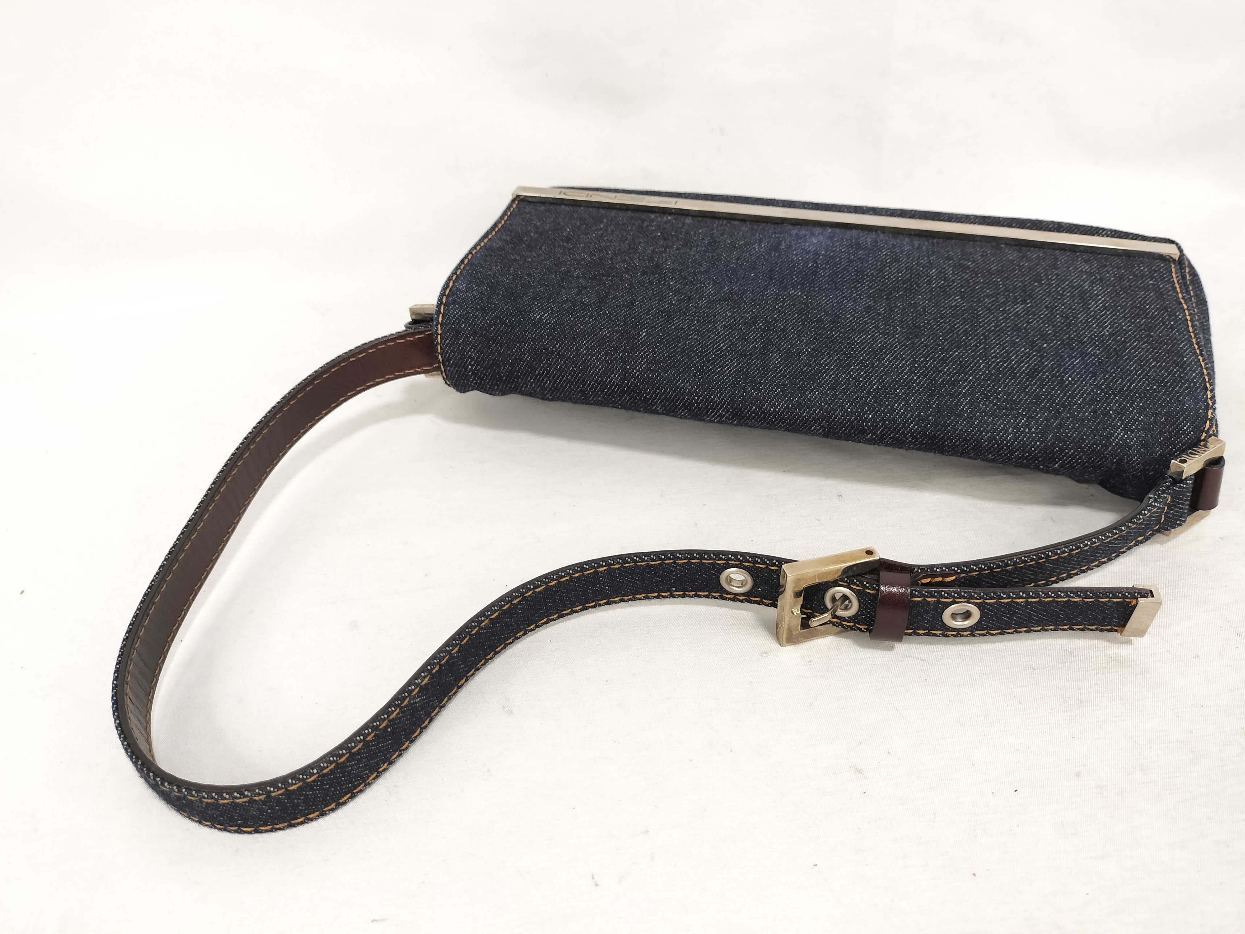 denim one-shoulder bag, navy. — view 3