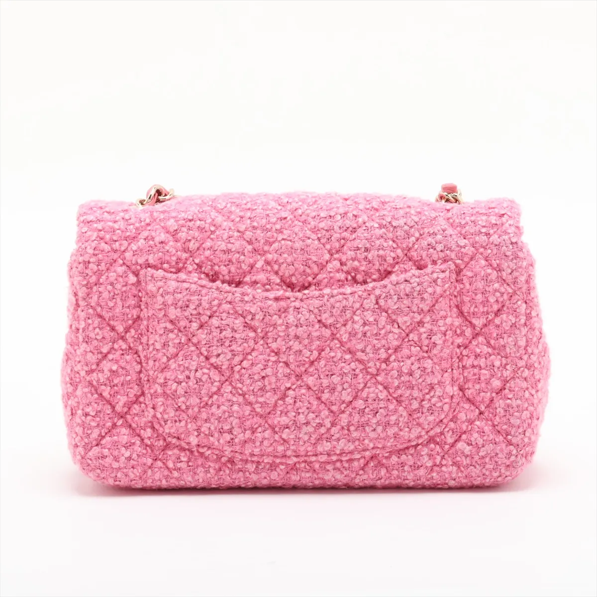 [Individually packaged] Chanel Mini Matelassé 20 Tweed Single Flap Single Chain Bag, Pink with Gold Hardware, UA956XX3, Random Plate, A69900 — view 2