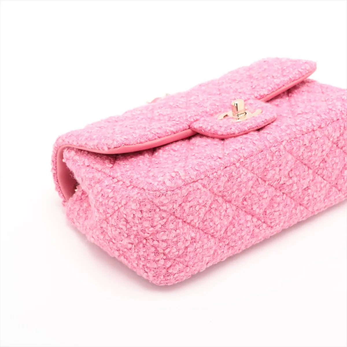[Individually packaged] Chanel Mini Matelassé 20 Tweed Single Flap Single Chain Bag, Pink with Gold Hardware, UA956XX3, Random Plate, A69900 — view 4