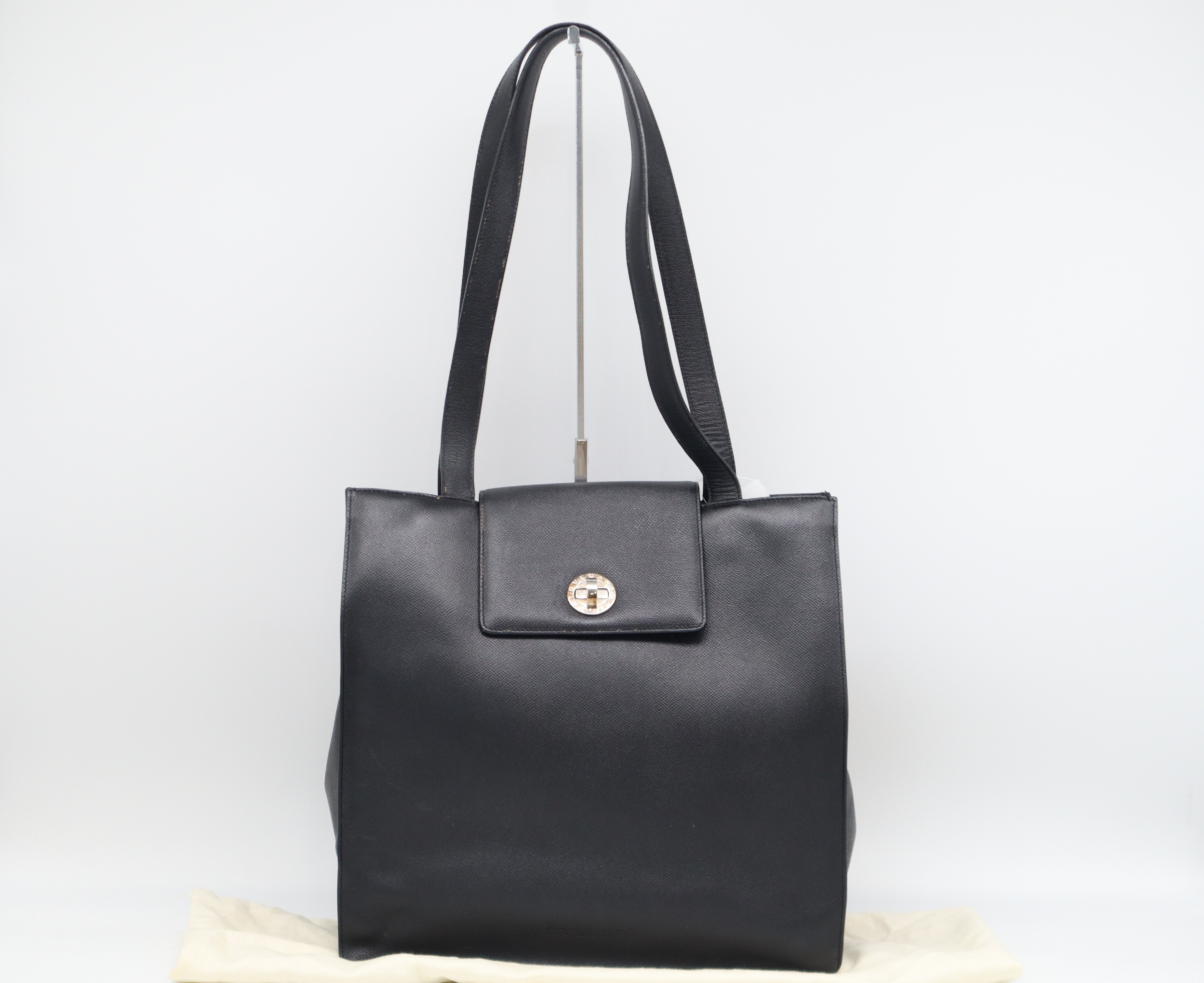Bulgari Leather Tote Bag (Black) with Dust Bag