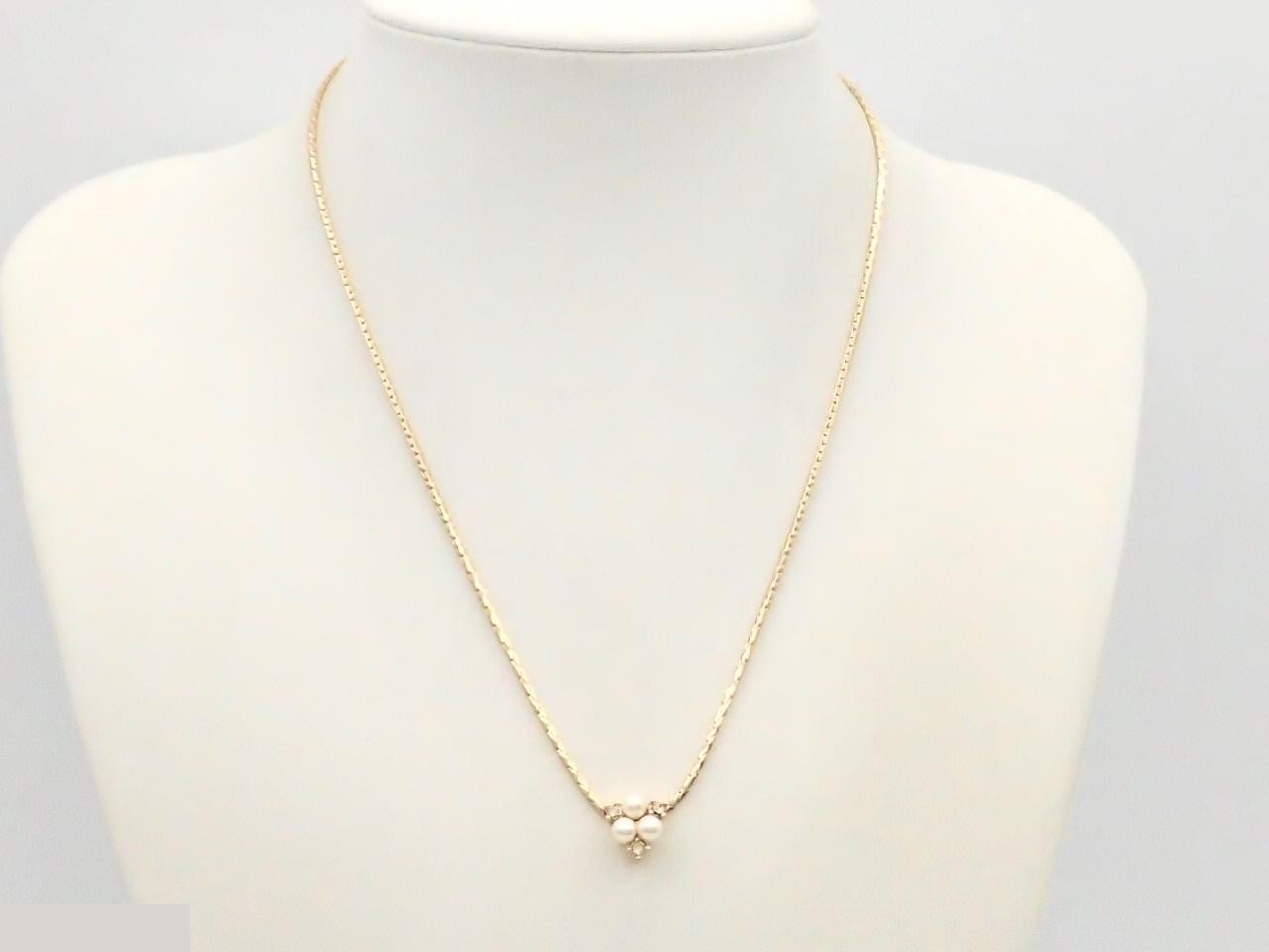necklace, pearls and rhinestones, chain approximately 44cm. — view 3