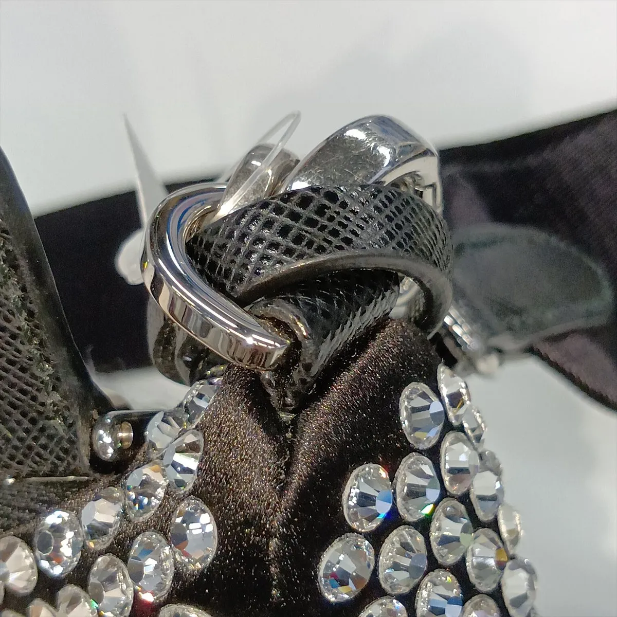 Satin x Rhinestone 2-Way Shoulder Bag, Black — view 11