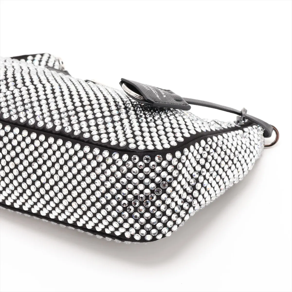 Satin x Rhinestone 2-Way Shoulder Bag, Black — view 3