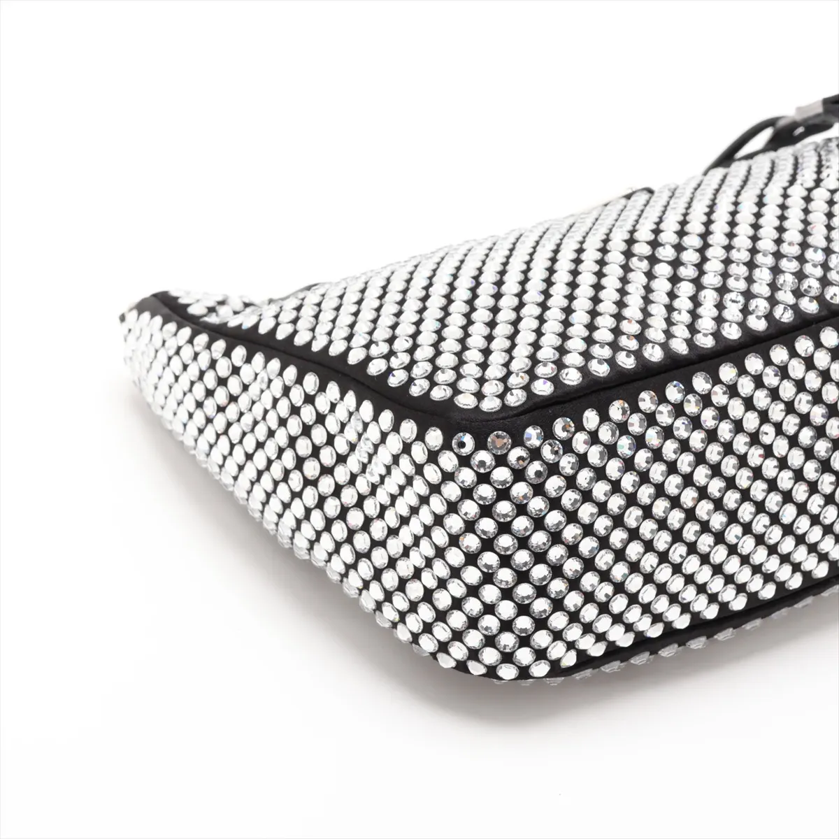 Satin x Rhinestone 2-Way Shoulder Bag, Black — view 4