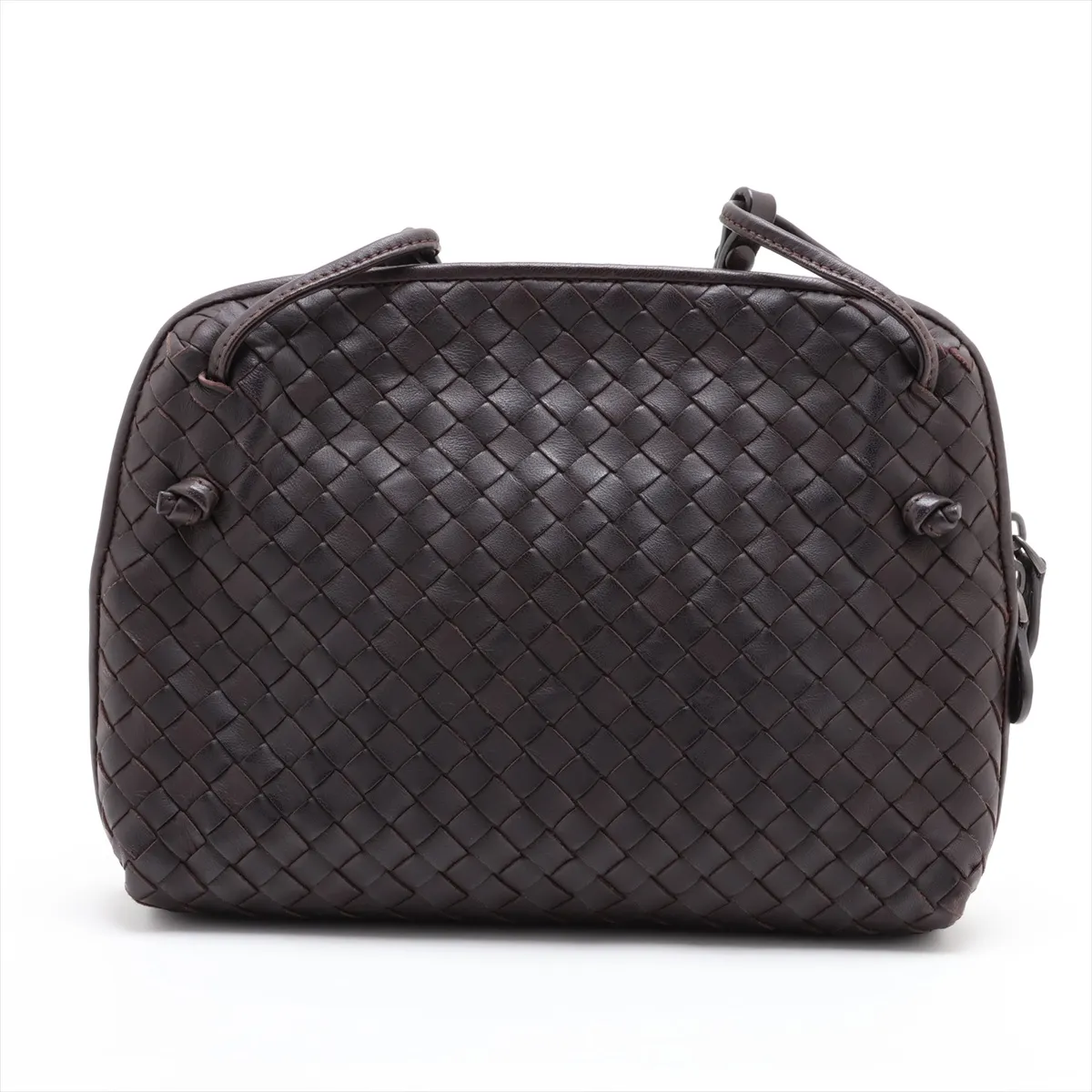 Intrecciato Leather Shoulder Bag, Black — view 2