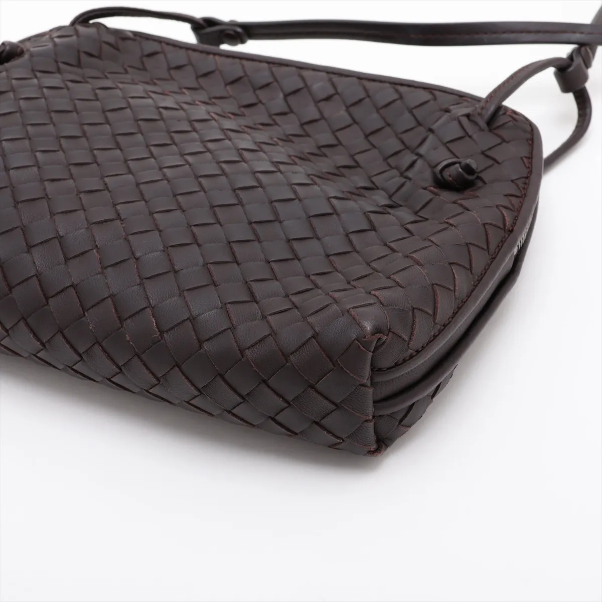 Intrecciato Leather Shoulder Bag, Black — view 3