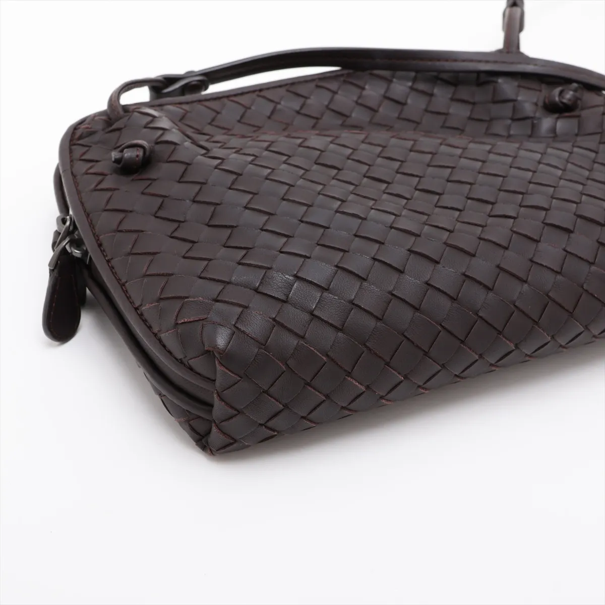 Intrecciato Leather Shoulder Bag, Black — view 4