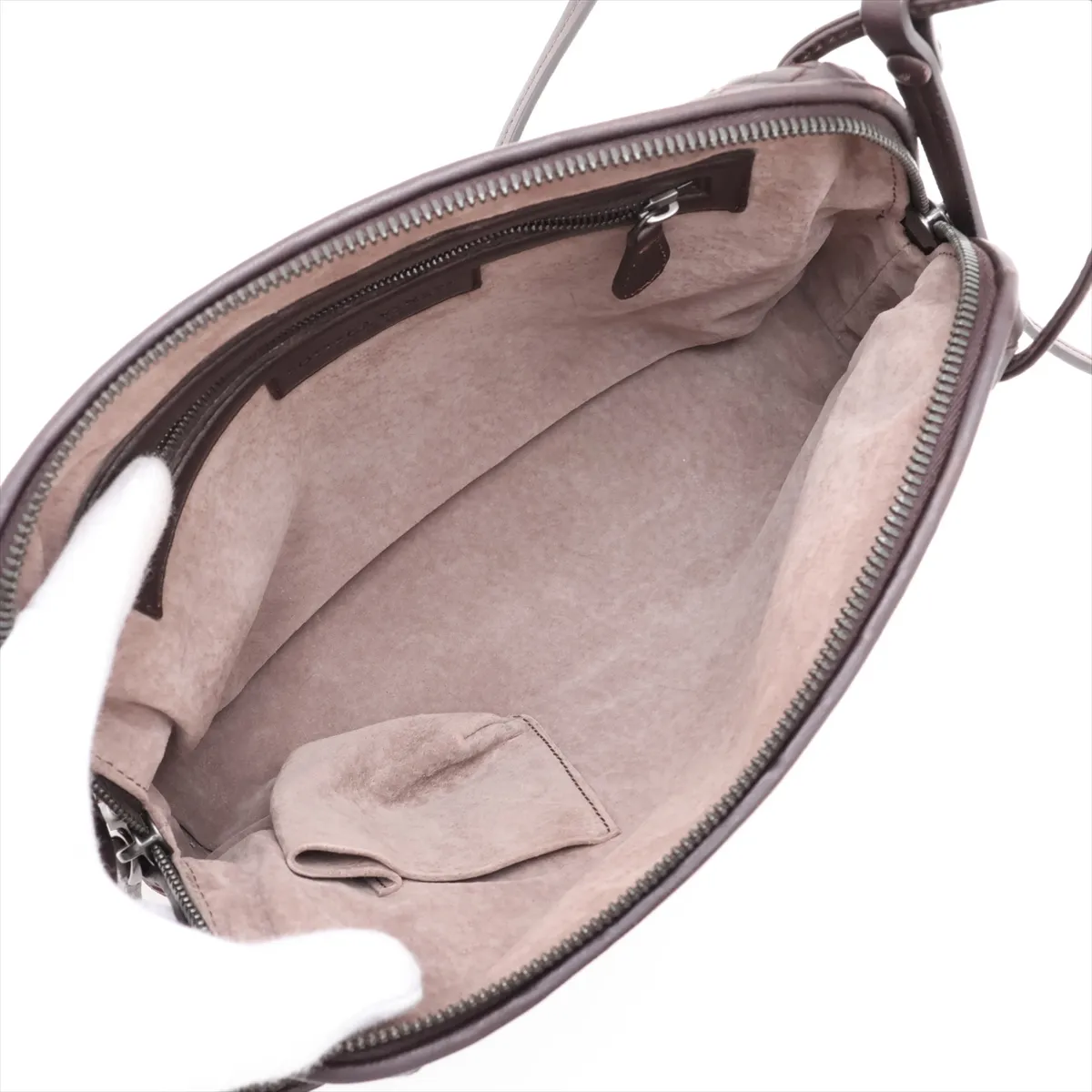 Intrecciato Leather Shoulder Bag, Black — view 6