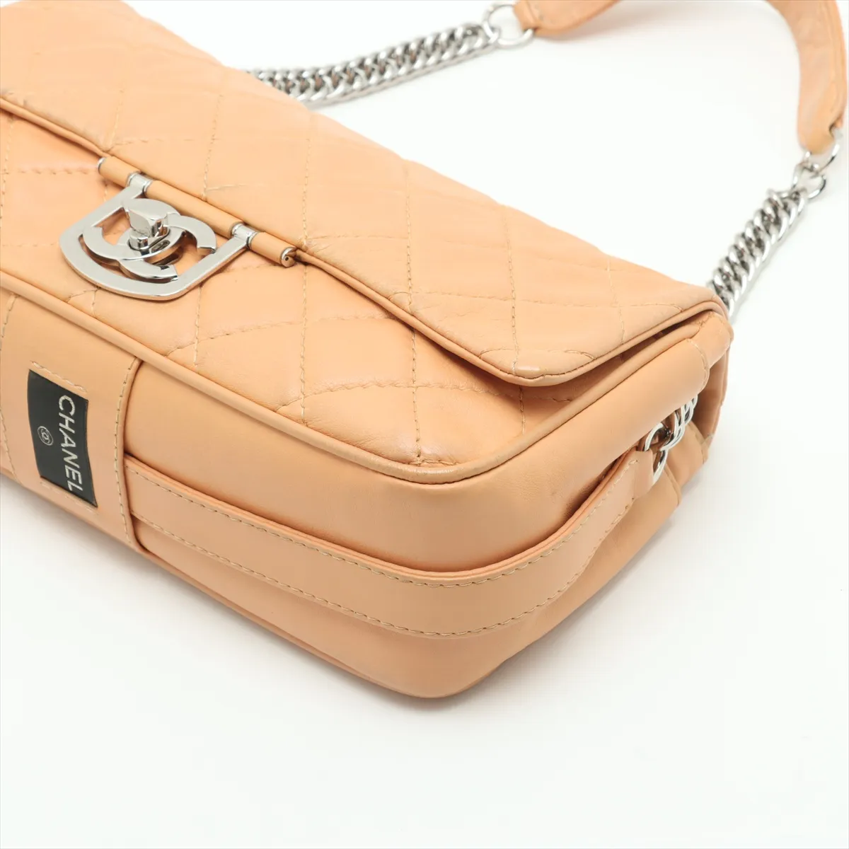 Matelasse Lambskin Chain Shoulder Bag Orange Beige Silver Hardware 11833085 11th Series — view 3