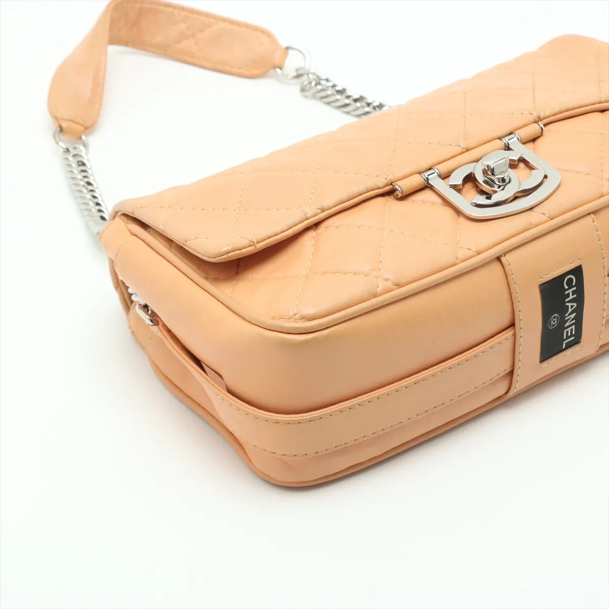 Matelasse Lambskin Chain Shoulder Bag Orange Beige Silver Hardware 11833085 11th Series — view 4
