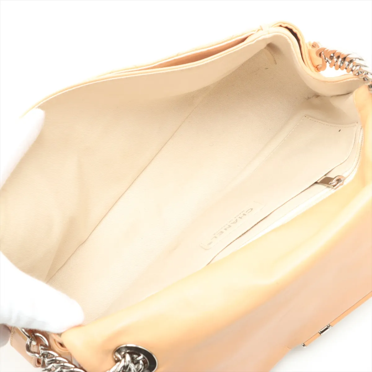 Matelasse Lambskin Chain Shoulder Bag Orange Beige Silver Hardware 11833085 11th Series — view 6