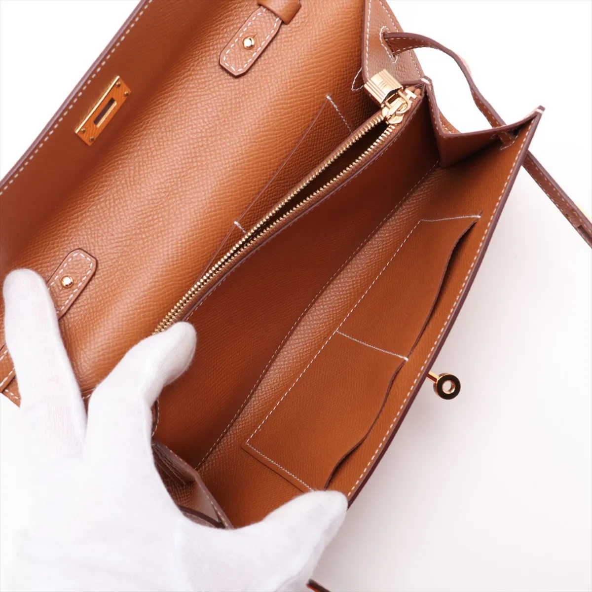 [Individually packaged] Hermes Kelly Wallet To Go, Veau Epsom leather, Gold, Gold hardware, Year: 2020 — view 6