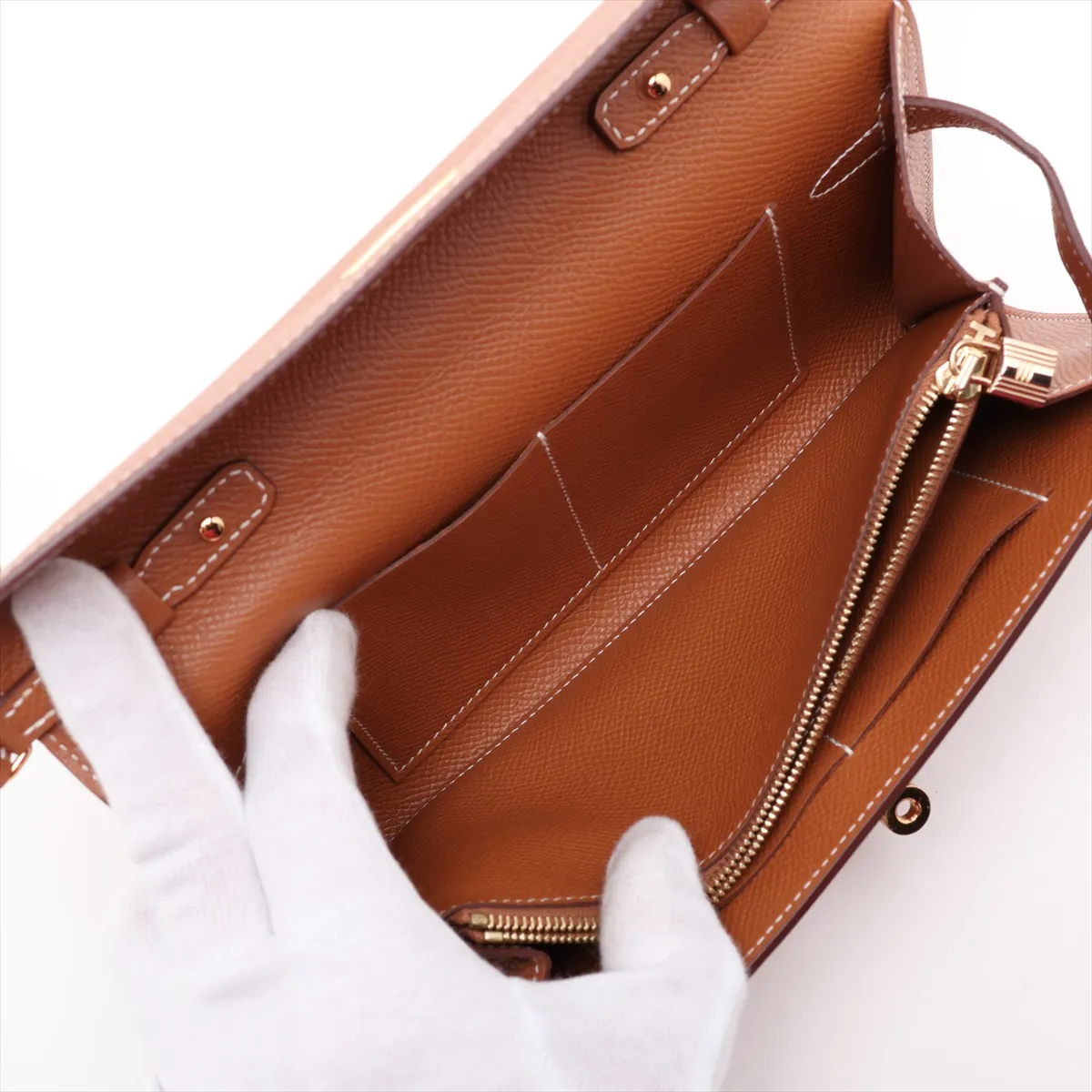 [Individually packaged] Hermes Kelly Wallet To Go, Veau Epsom leather, Gold, Gold hardware, Year: 2020 — view 7
