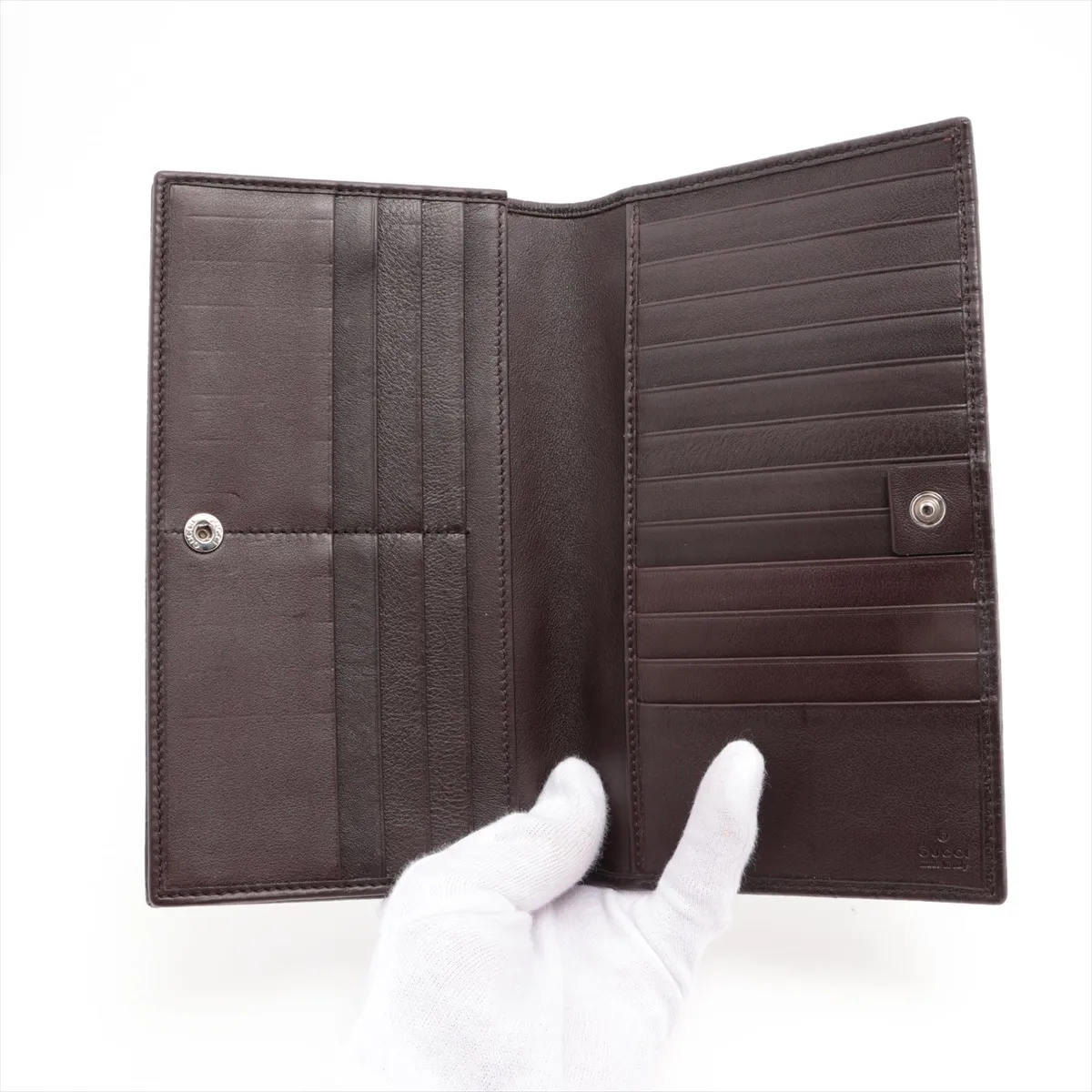 Microguccissima 322210 Leather Long Wallet Brown — view 3