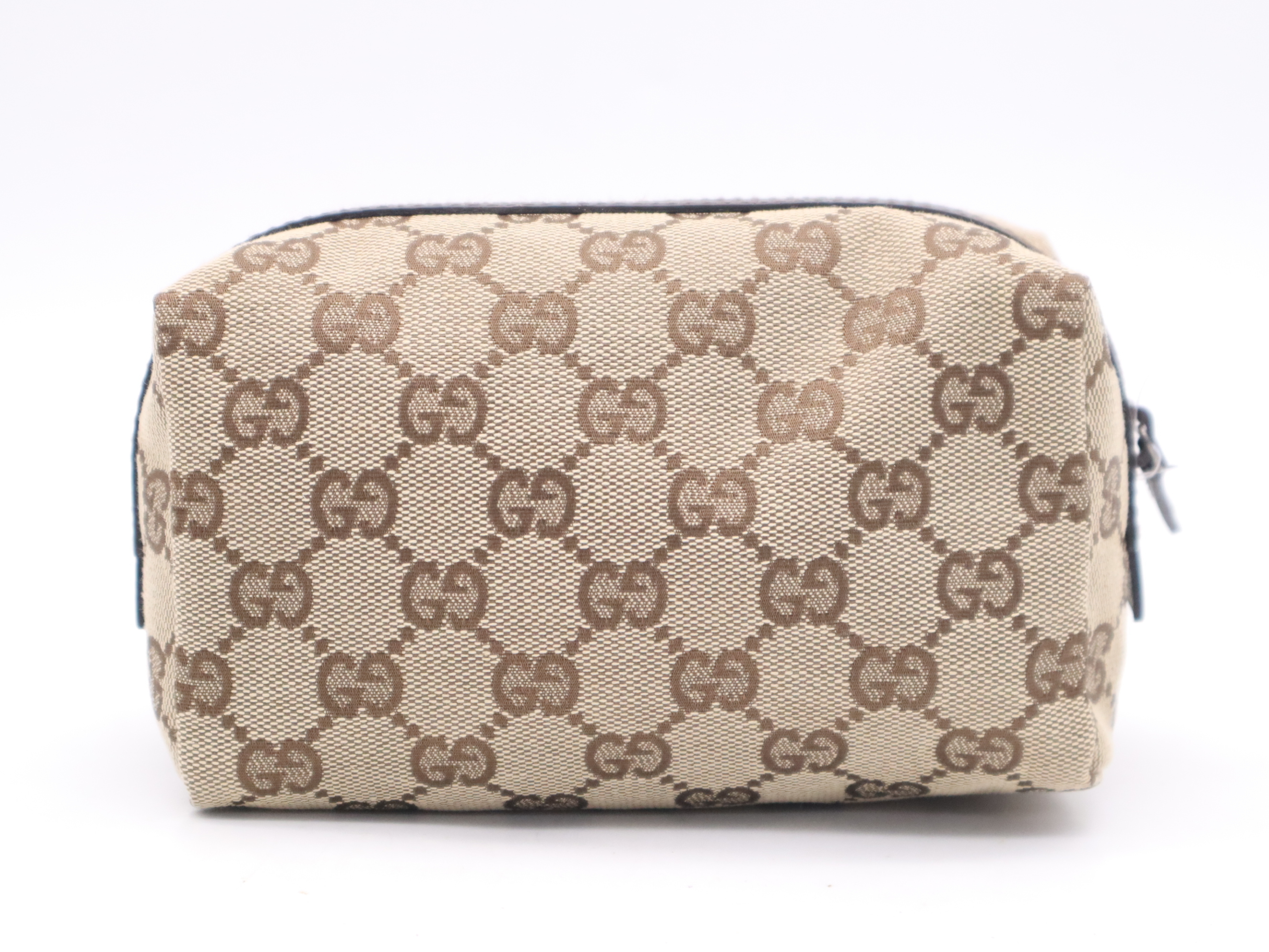 29595 GG Canvas Cosmetic Pouch Beige Brown Pouch — view 2