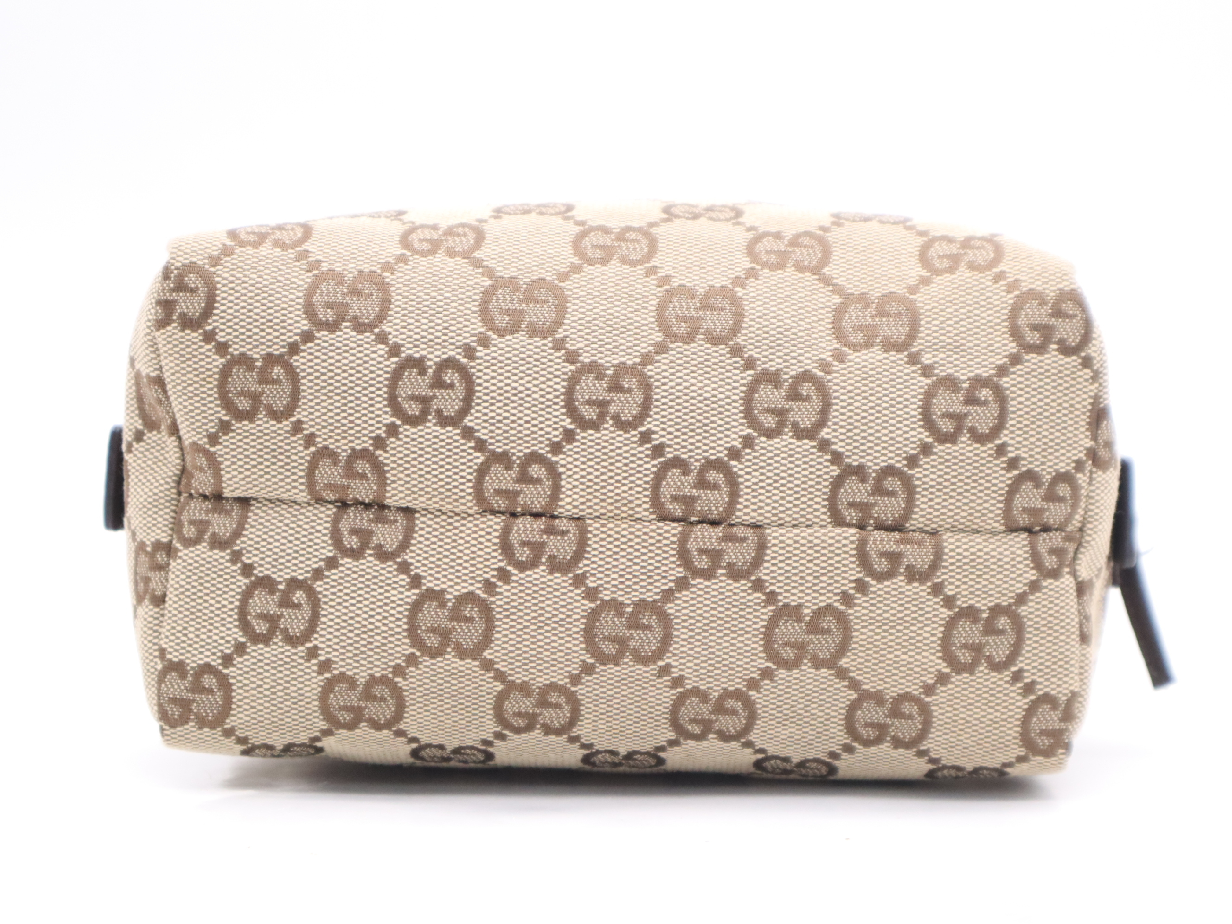 29595 GG Canvas Cosmetic Pouch Beige Brown Pouch — view 4