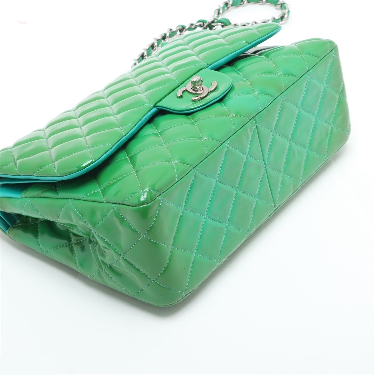 Large Matelassé 30 Patent Leather Double Flap Double Chain Bag — view 4