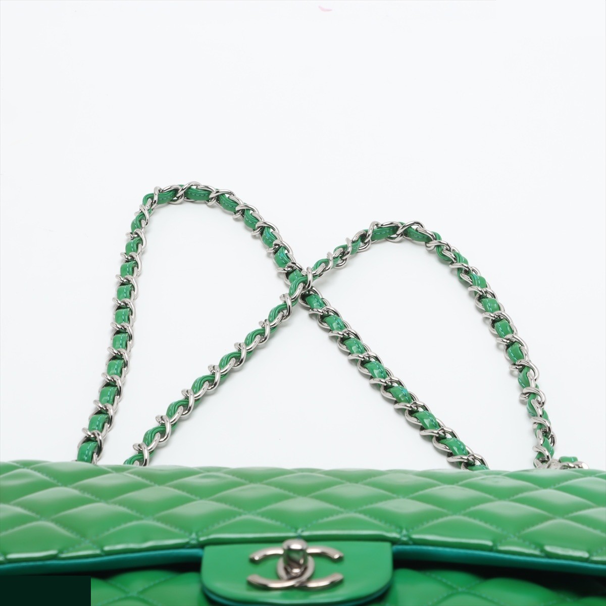 Large Matelassé 30 Patent Leather Double Flap Double Chain Bag — view 6
