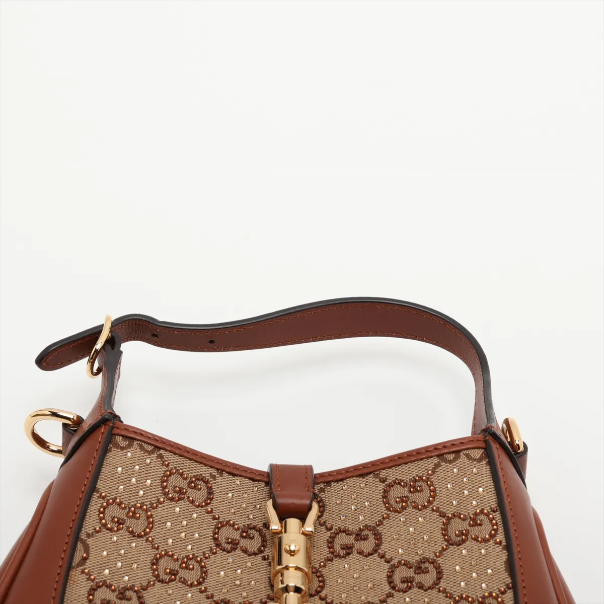 GG Canvas Jackie 1961 Canvas x Leather 2-Way Handbag Beige x Brown — view 6