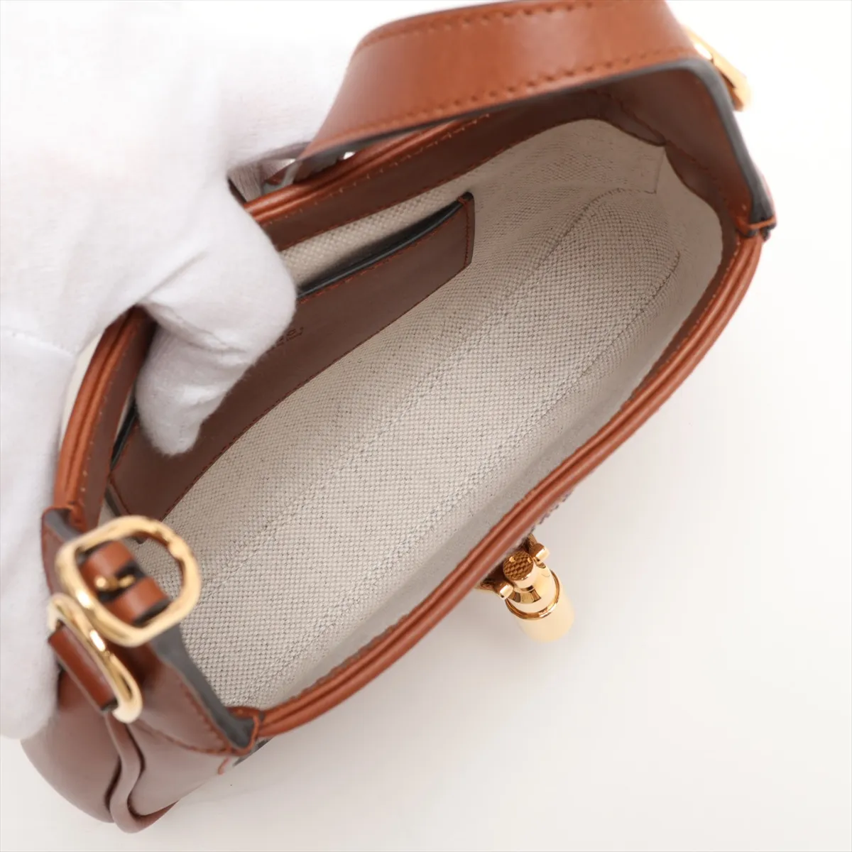 GG Canvas Jackie 1961 Canvas x Leather 2-Way Handbag Beige x Brown — view 8