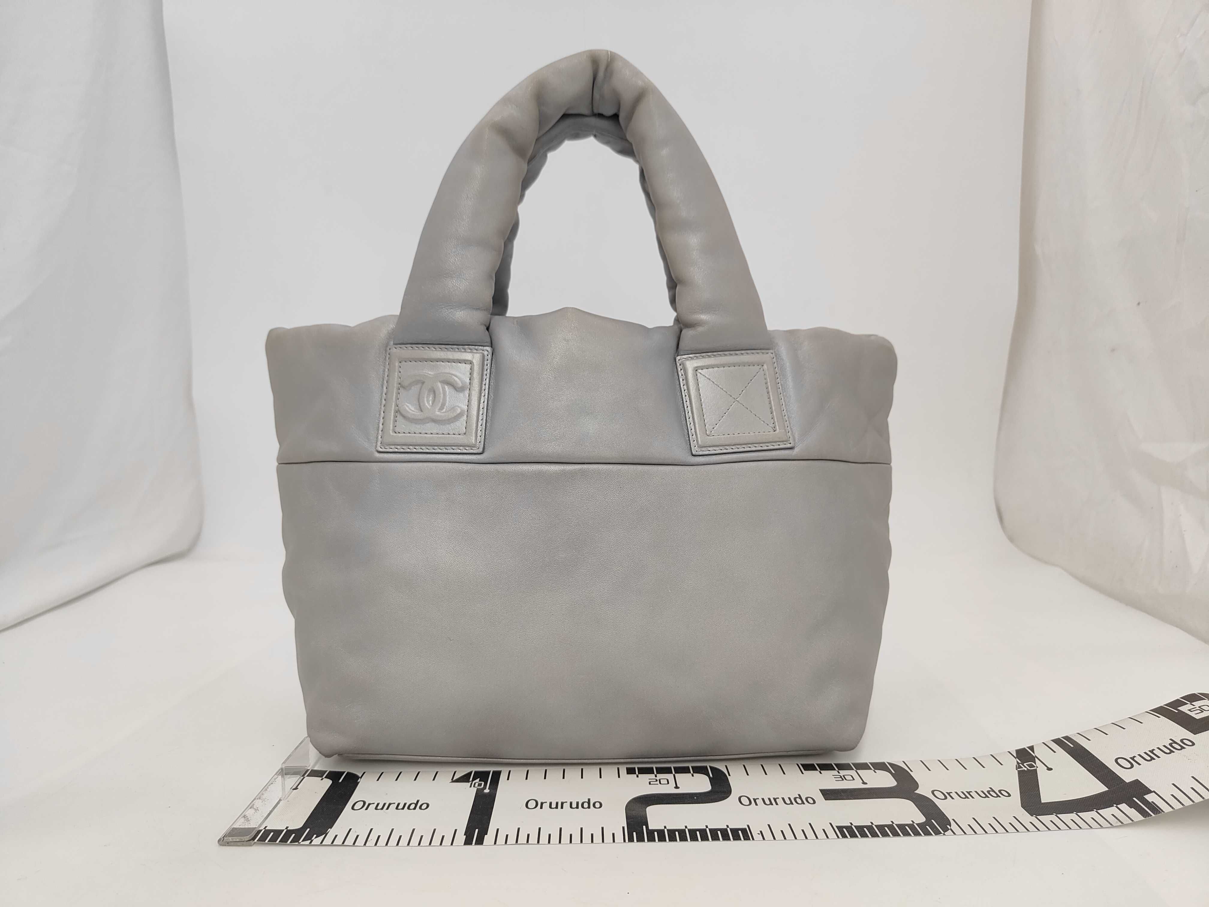 Coco Cocoon Leather Tote Bag, Grey, Silver Hardware, Serial Number 14 — view 2
