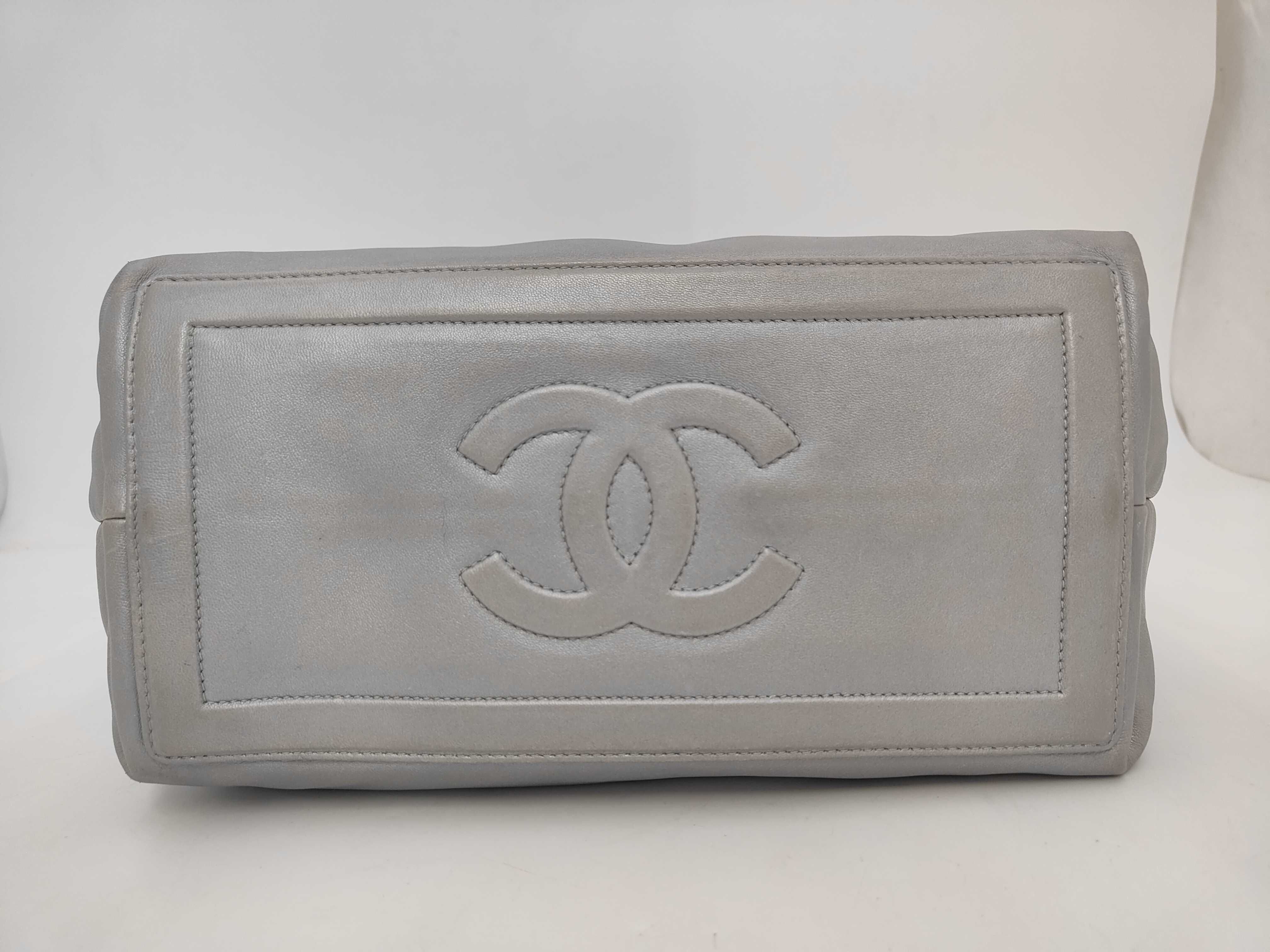 Coco Cocoon Leather Tote Bag, Grey, Silver Hardware, Serial Number 14 — view 3