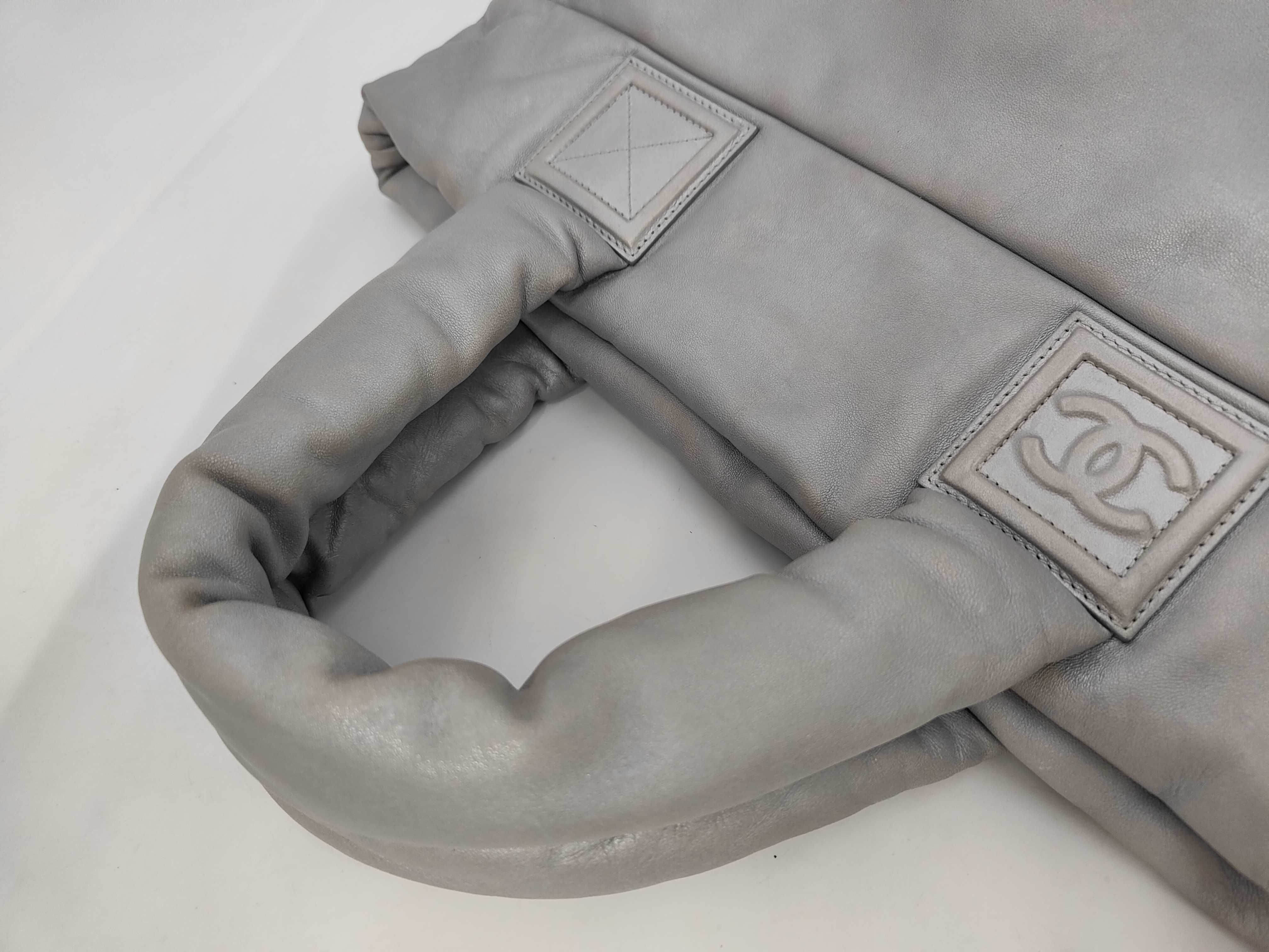 Coco Cocoon Leather Tote Bag, Grey, Silver Hardware, Serial Number 14 — view 5