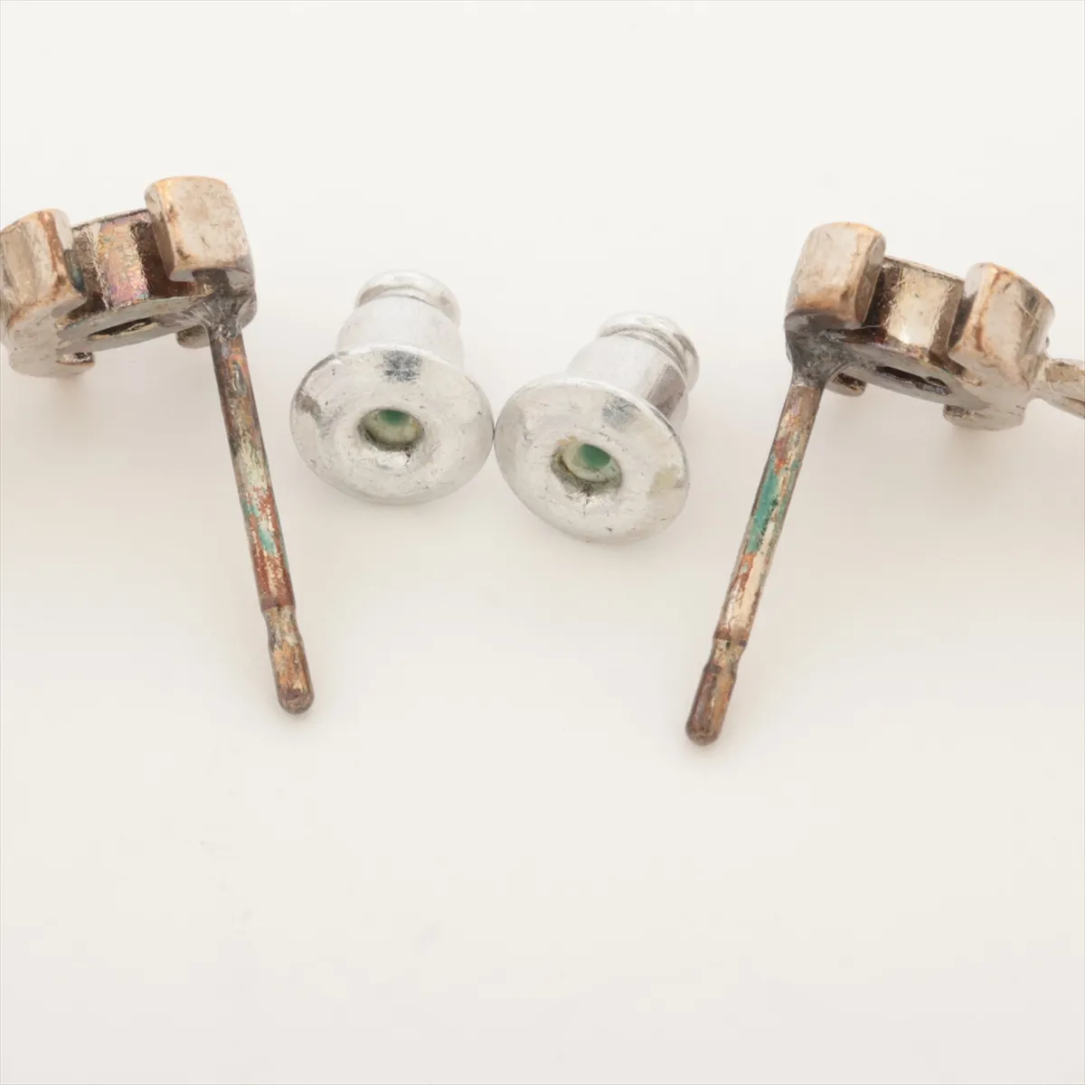 Coco Mark Earrings (Pair) Metal x Rhinestone Silver — view 4
