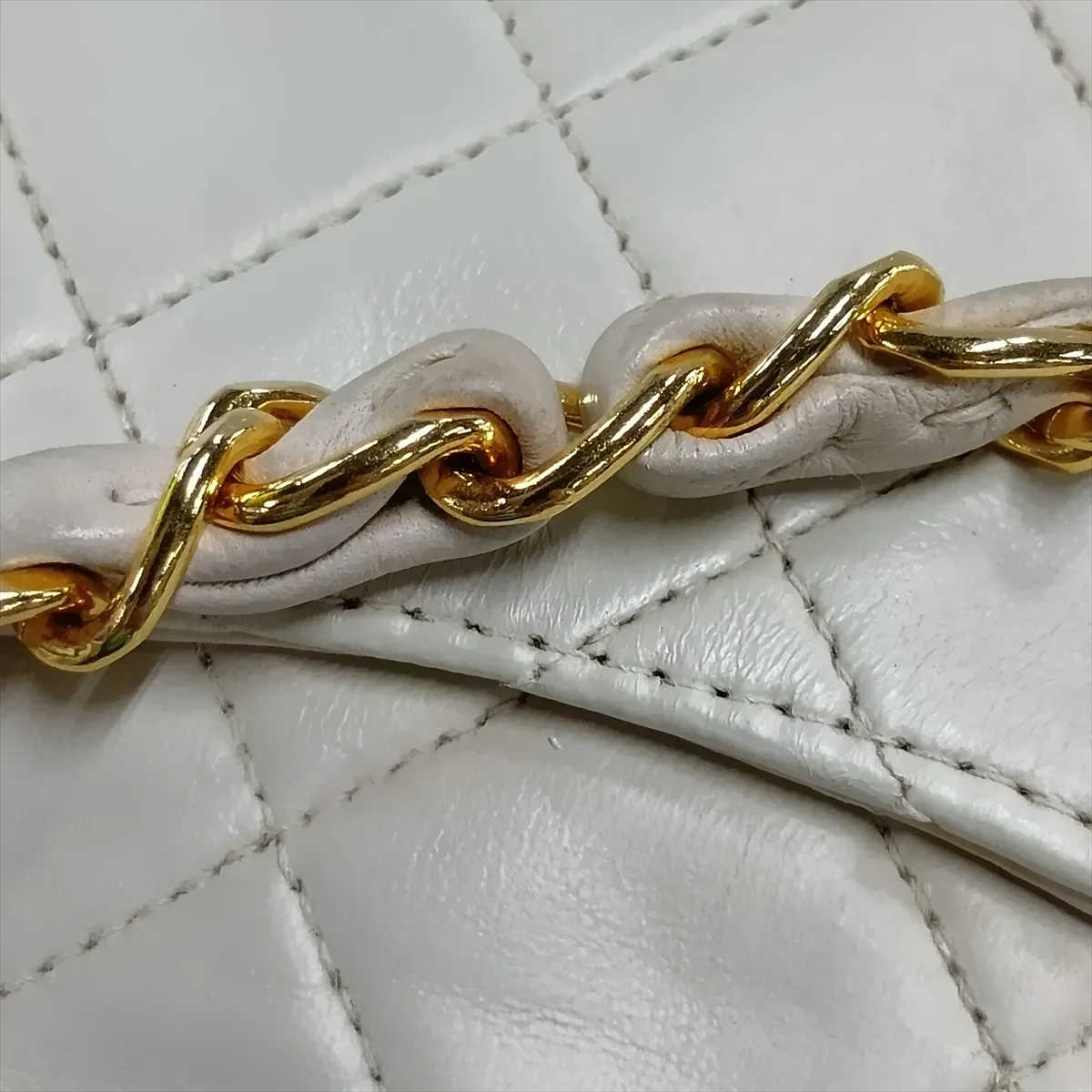 Matelassé 25 Lambskin Double Flap Double Chain Bag, Beige, Gold Hardware, 4429958, Series 4, A01112 — view 14