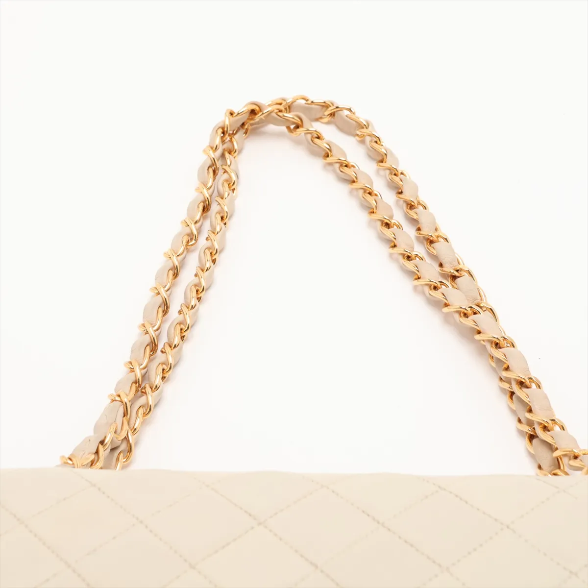 Matelassé 25 Lambskin Double Flap Double Chain Bag, Beige, Gold Hardware, 4429958, Series 4, A01112 — view 6