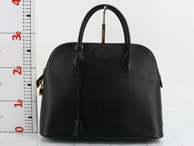 Bolide bag, B stamp, black, Veau Swift leather, 2-way handle, gold hardware. — view 2