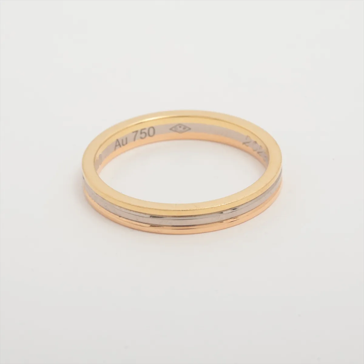 Vendôme Louis Cartier Three-Color Ring 750 (Yellow Gold x Pink Gold x White Gold) 2.3g Size 48 Initial UZK640 — view 2
