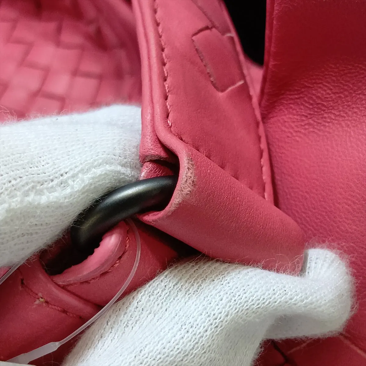 Intrecciato Campana Leather Handbag, Pink, 125787 — view 13