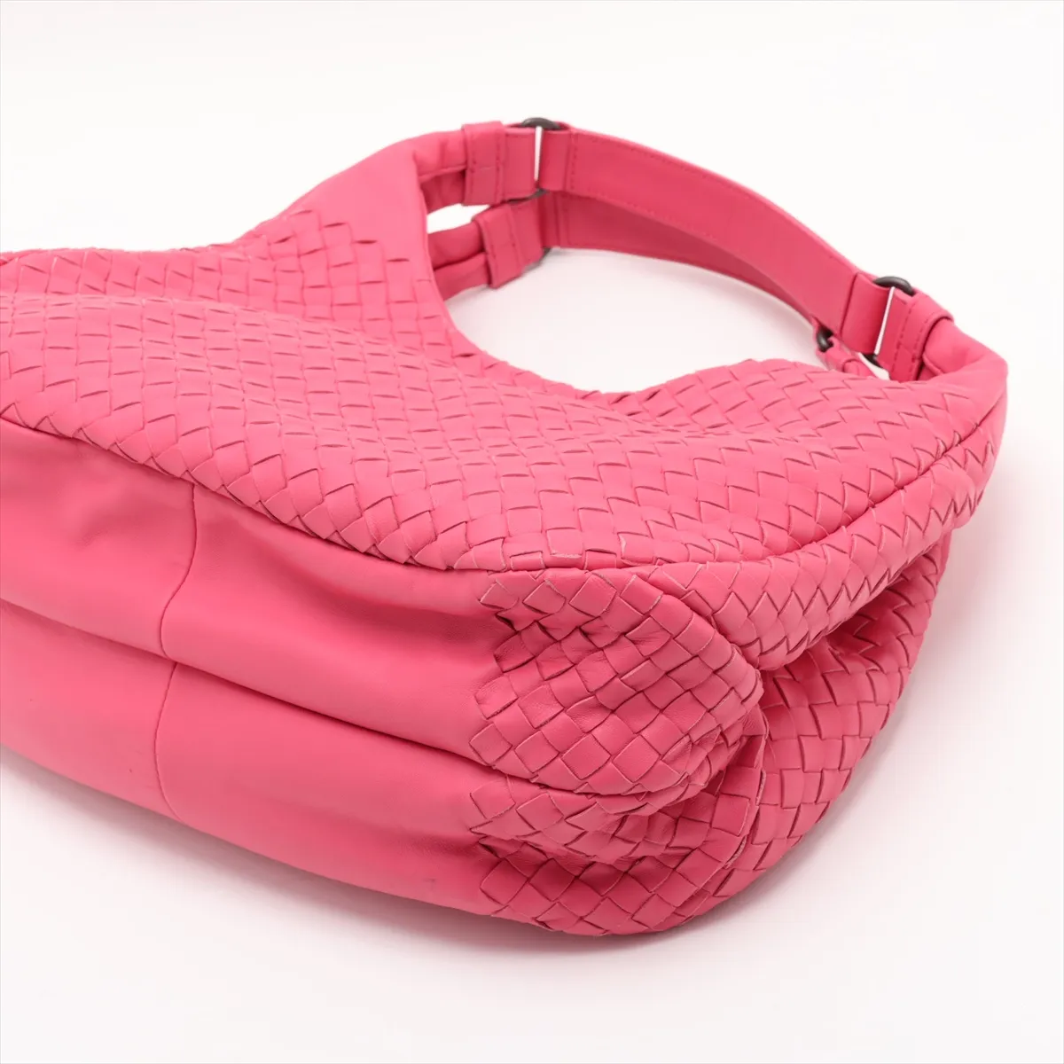 Intrecciato Campana Leather Handbag, Pink, 125787 — view 3
