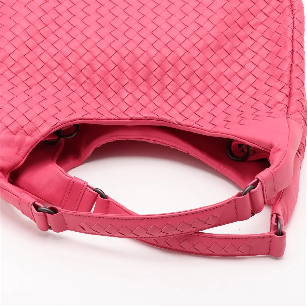 Intrecciato Campana Leather Handbag, Pink, 125787 — view 5