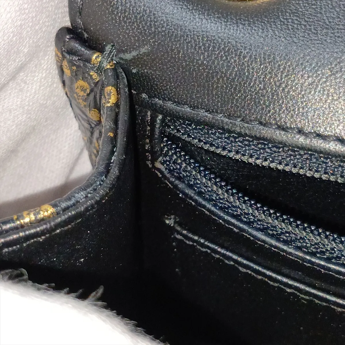 2.55 Crocodile Embossed Single Flap Double Chain Bag, Graffiti Design, Black x Gold, Gold Hardware, Serial Number 28 — view 13