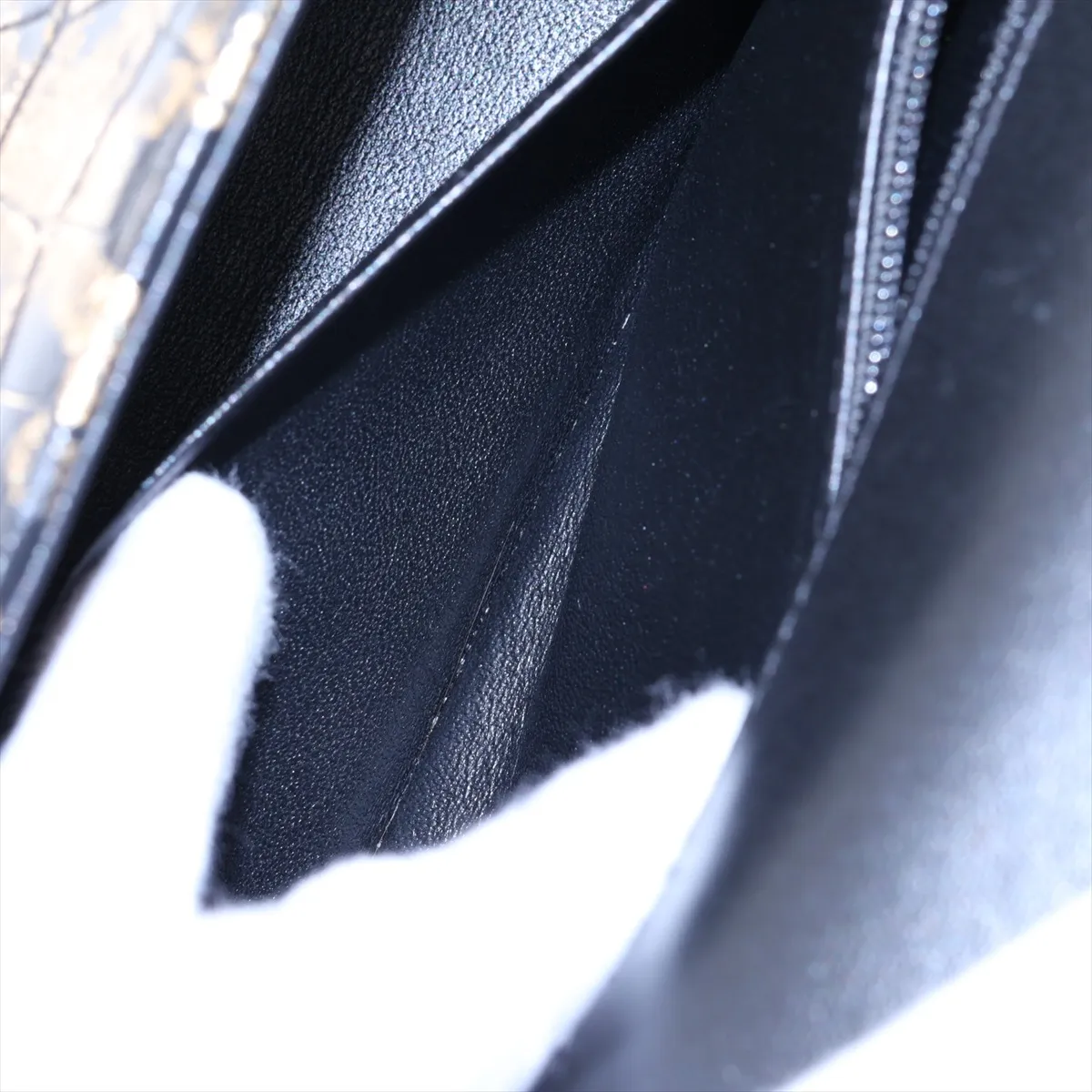 2.55 Crocodile Embossed Single Flap Double Chain Bag, Graffiti Design, Black x Gold, Gold Hardware, Serial Number 28 — view 9