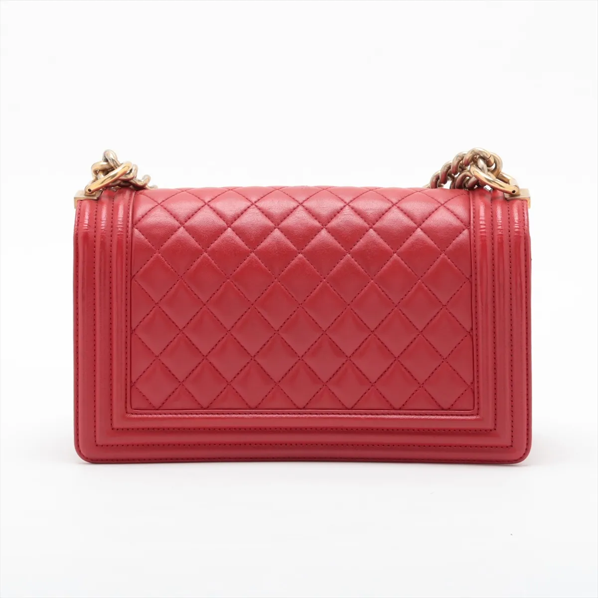 Boy Chanel 25 Lambskin Chain Shoulder Bag, Red with Gold Hardware, 21281528, Serial Number 21, A67086 — view 2
