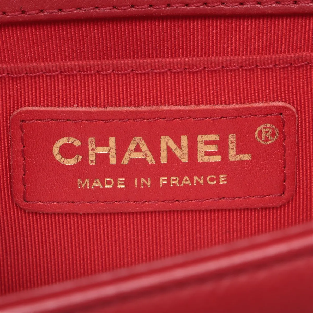 Boy Chanel 25 Lambskin Chain Shoulder Bag, Red with Gold Hardware, 21281528, Serial Number 21, A67086 — view 9