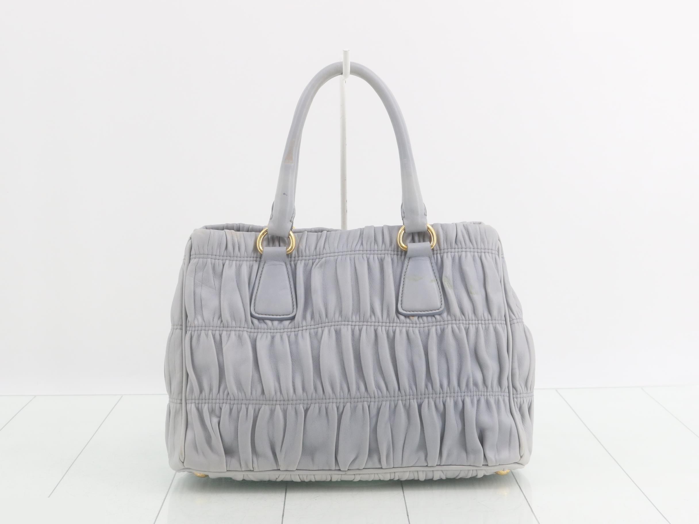 Leather gathered logo handbag — view 2
