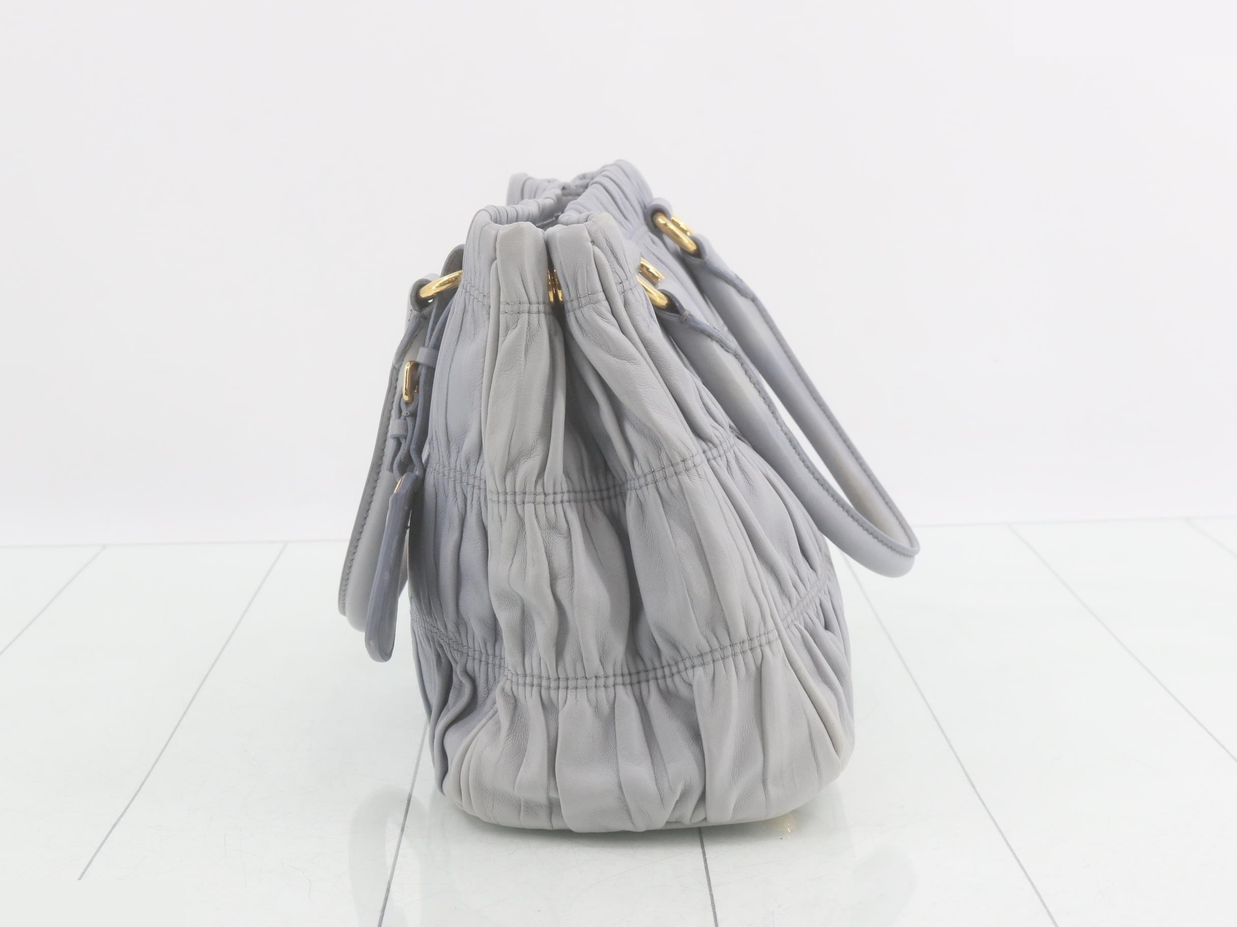Leather gathered logo handbag — view 3