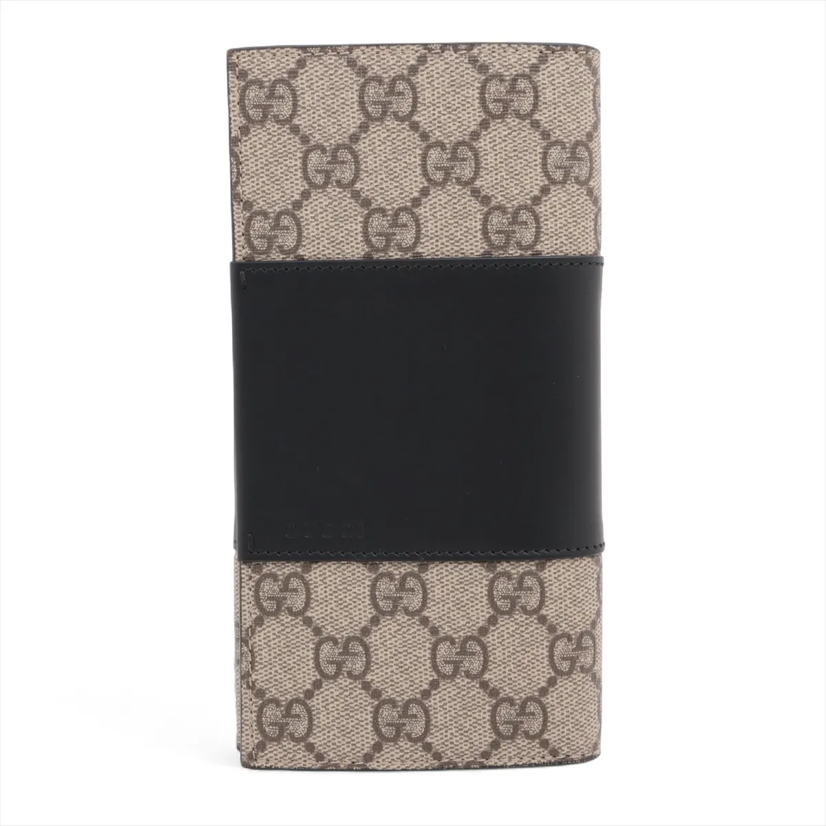 GG Supreme PVC x Leather Long Wallet, Brown x Black, 779878, with Ⓖ stamp.