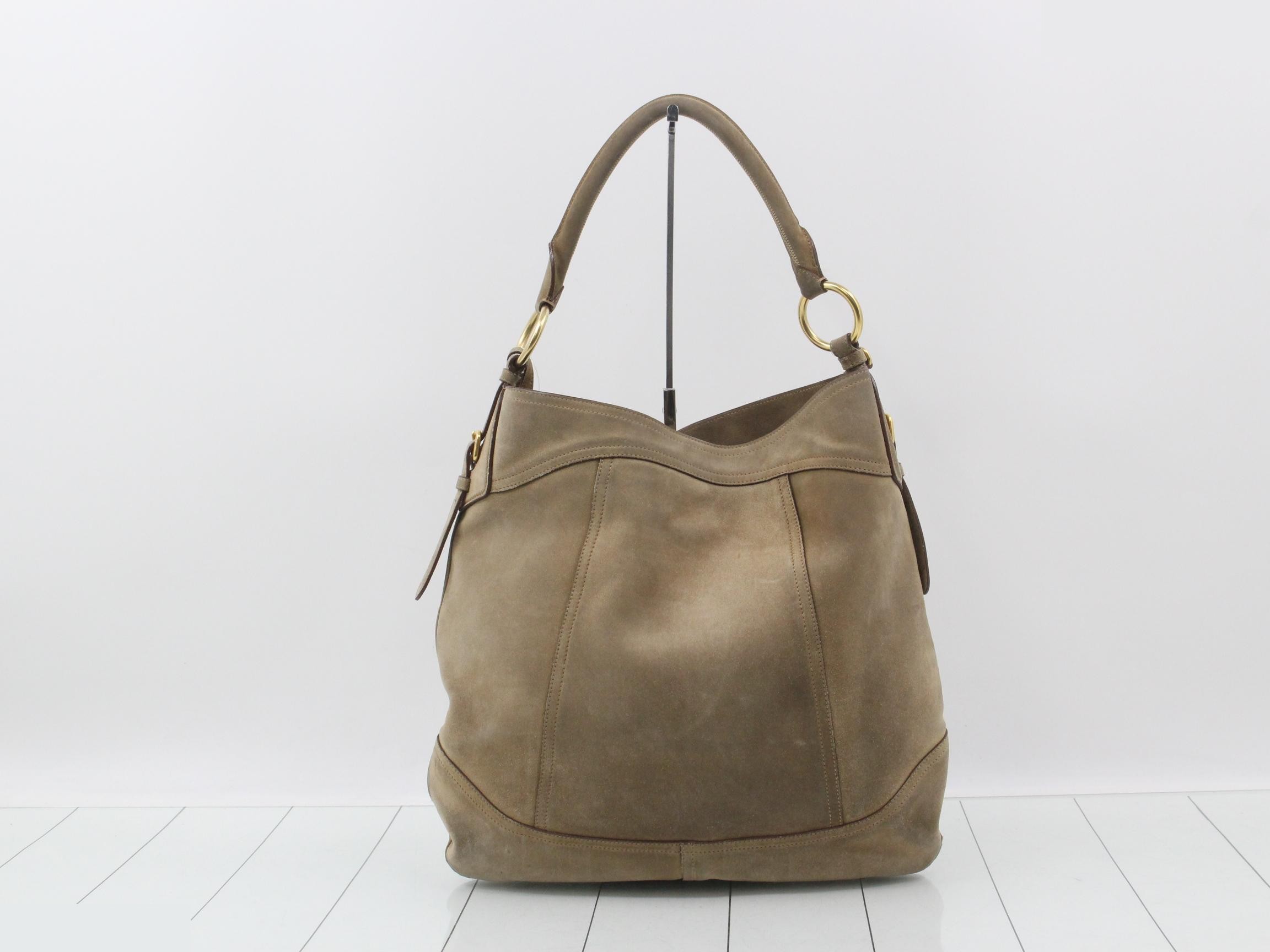 Logo hardware suede handbag — view 2
