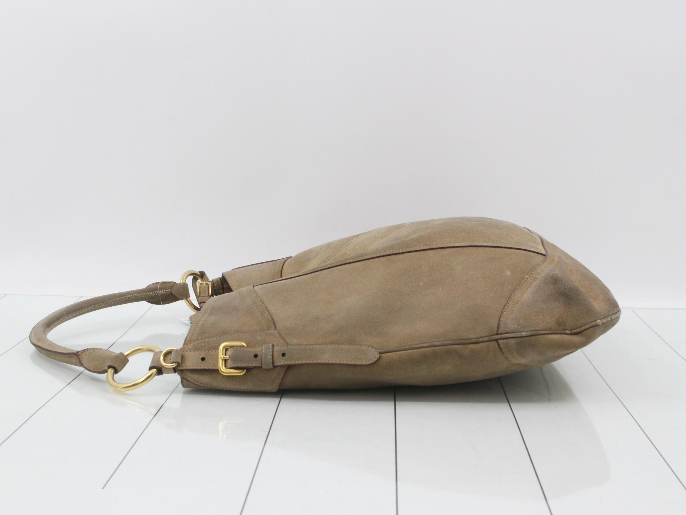 Logo hardware suede handbag — view 4