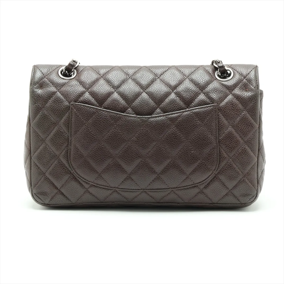 Matelassé 25 Caviar Skin Double Flap Double Chain Bag, Brown, Silver Hardware, 12314722, Serial Number , A01112 — view 2