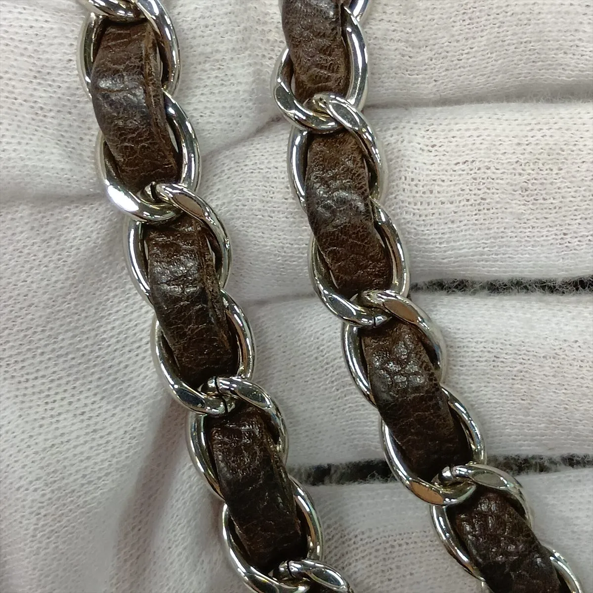 Matelassé 25 Caviar Skin Double Flap Double Chain Bag, Brown, Silver Hardware, 12314722, Serial Number , A01112 — view 12