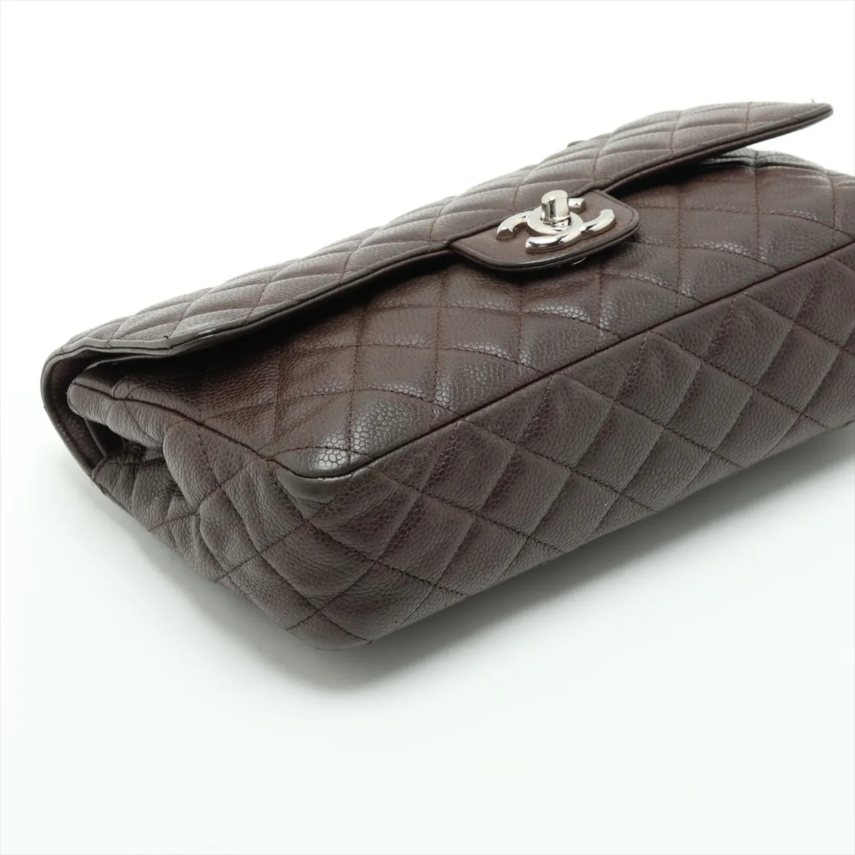 Matelassé 25 Caviar Skin Double Flap Double Chain Bag, Brown, Silver Hardware, 12314722, Serial Number , A01112 — view 4